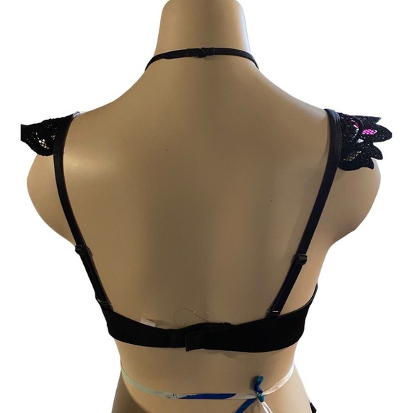 Victoria's Secret Size 34B Designer Bra Set Black Lace Choker Rare Sample New - Picture 3 of 6